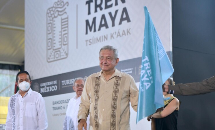 Presidente da banderazo a construcción del tramo de Izamal a Cancún del Tren Maya; confía en ICA para concluir obra en tiempo pactado