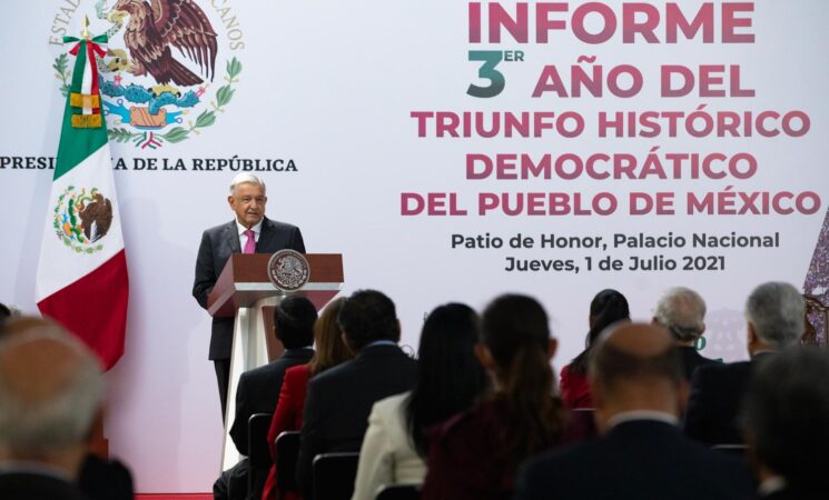 Discurso del presidente Andrés Manuel López Obrador durante la conmemoración del tercer año del triunfo histórico democrático