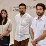 De izquierda a derecha: Pamela López Ruiz, directora general de La Escuela es Nuestra; Abraham Vázquez Piceno, coordinador Nacional del Programa de Becas para el Bienestar 'Benito Juárez'; Marath Baruch Bolaños López, subsecretario de Empleo y Productividad Laboral de la STPS