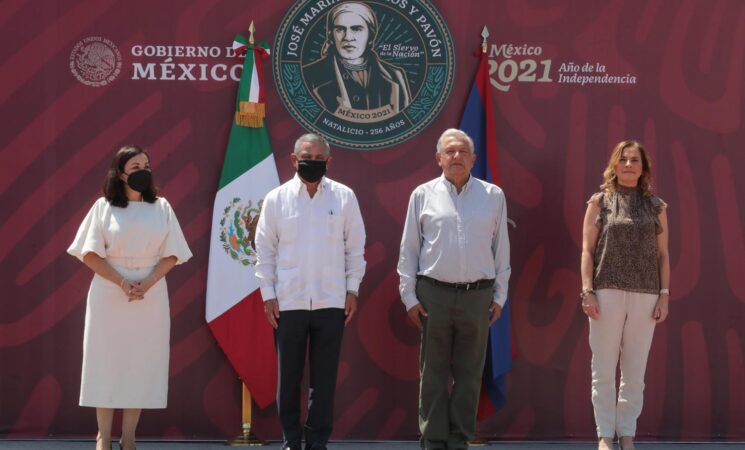 Presidente conmemora 256 Aniversario del Natalicio de José María Morelos; sus principios guían a la 4T, afirma