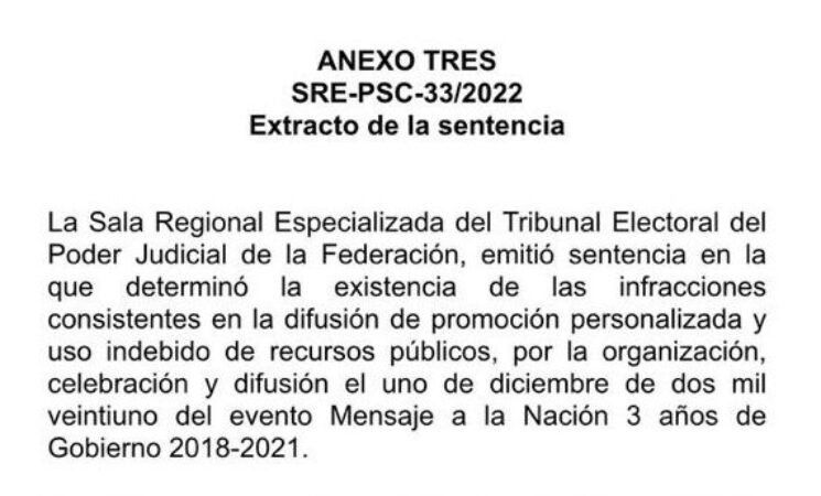 ANEXO TRES. Extracto de sentencia.