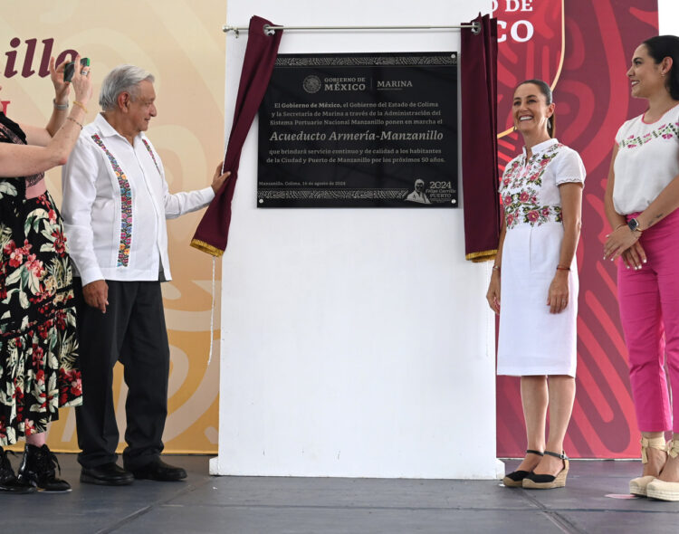 Presidente inaugura en Colima acueducto Armería-Manzanillo; destaca labor social de la Secretaría de Marina