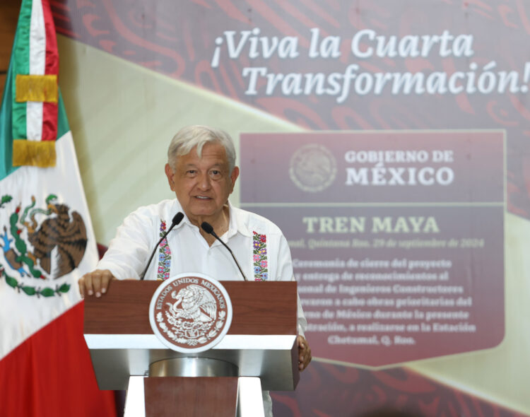 29.09.24 Versión estenográfica. Tren Maya y entrega de reconocimientos a ingenieros constructores, desde Chetumal, Quintana Roo